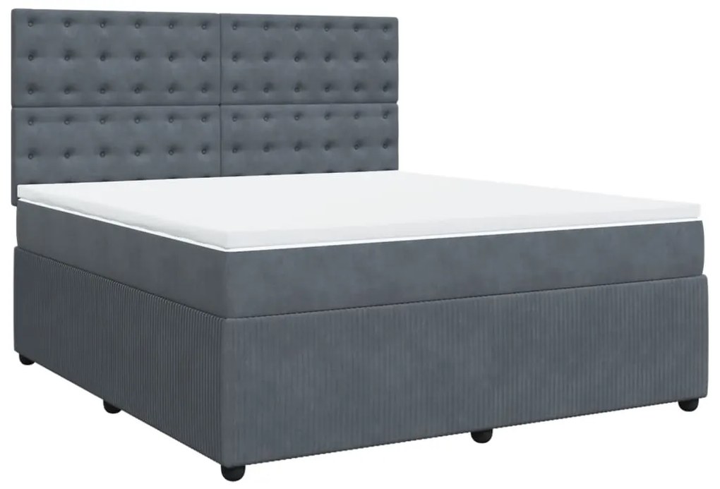 vidaXL Κρεβάτι Boxspring με Στρώμα Σκούρο Γκρι 180x200 εκ. Βελούδινο