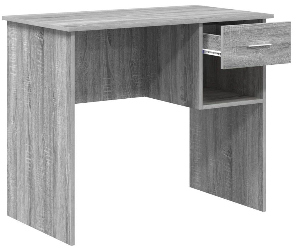 vidaXL Γραφείο με Αποθήκη Γκρι Sonoma 90x49.5x75 cm Επεξεργασμένο Ξύλο
