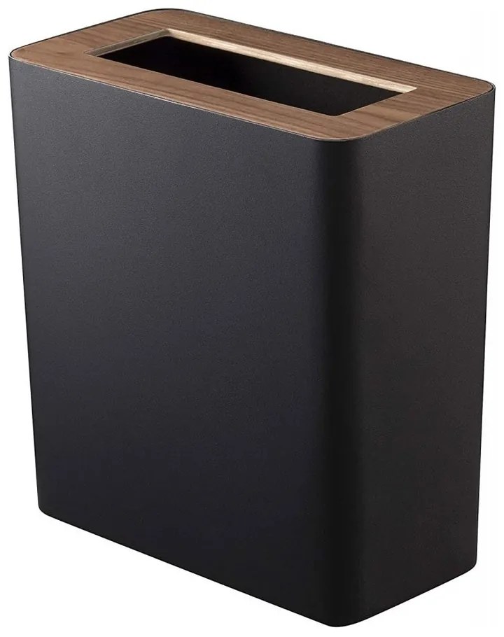 Κάδος Απορριμμάτων Rin Slim YMZK3195 10L 28x15x30cm Black Yamazaki Ατσάλι,Ξύλο