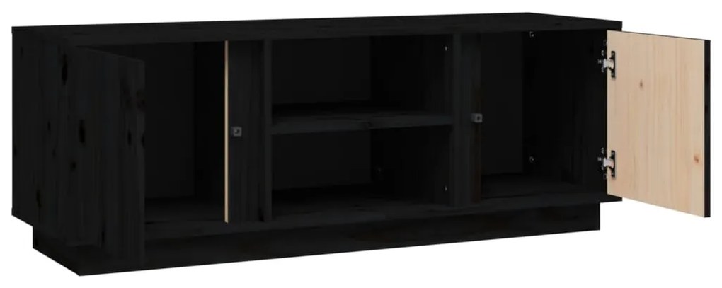 vidaXL Έπιπλο Τηλεόρασης Μαύρο 110x35x40,5 εκ. από Μασίφ Ξύλο Πεύκου