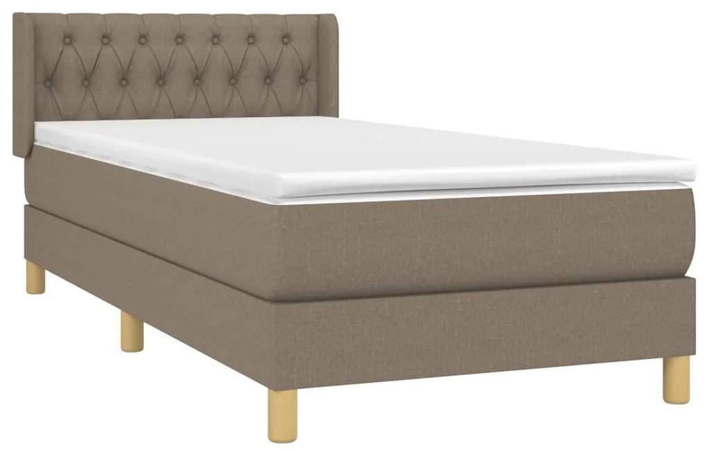 vidaXL Κρεβάτι Boxspring με Στρώμα Taupe 90x190 εκ.Υφασμάτινο