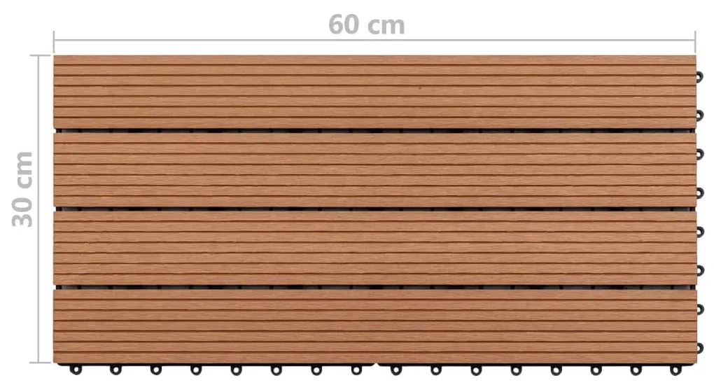 Πλακάκια 6 τεμ. Καφέ 1 μ² / 60 x 30 εκ. από WPC  - Καφέ