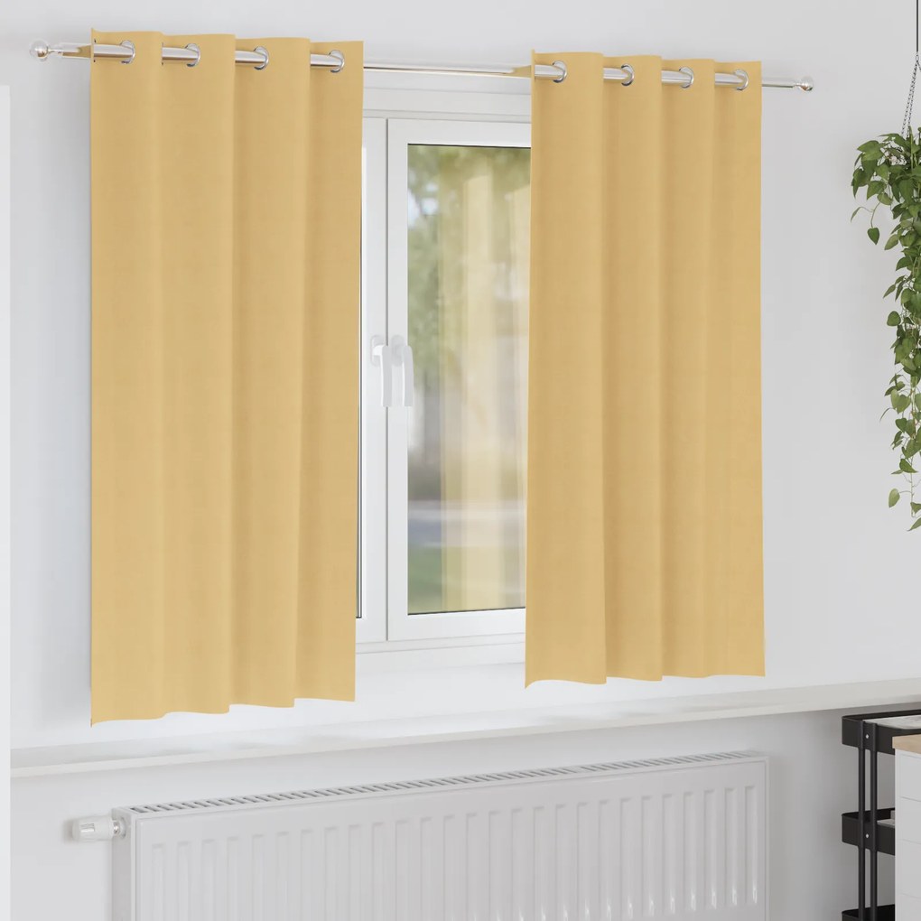 vidaXL Κουρτίνες με κουρτίνες 2 pcs Μπεζ 175 x 140 εκ. Πολυεστέρας