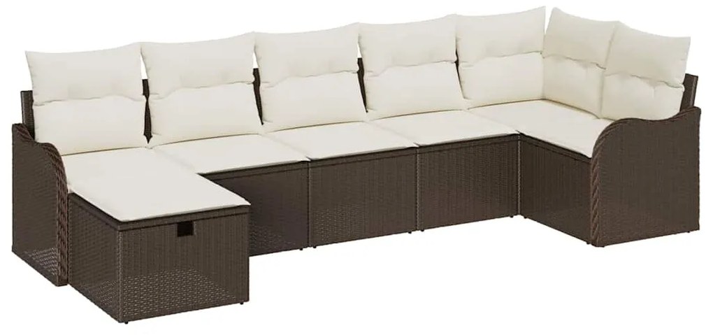 vidaXL Σετ Καναπέ Κήπου 7 pcs Καφέ και κρεμ 287.5 x 122.5 x 85 cm