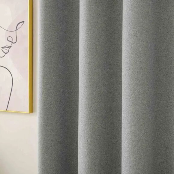 Beauty Home Κουρτίνα Full Blackout σκίασης με 8 κρίκους Total Art 8446 140x270 Γκρι