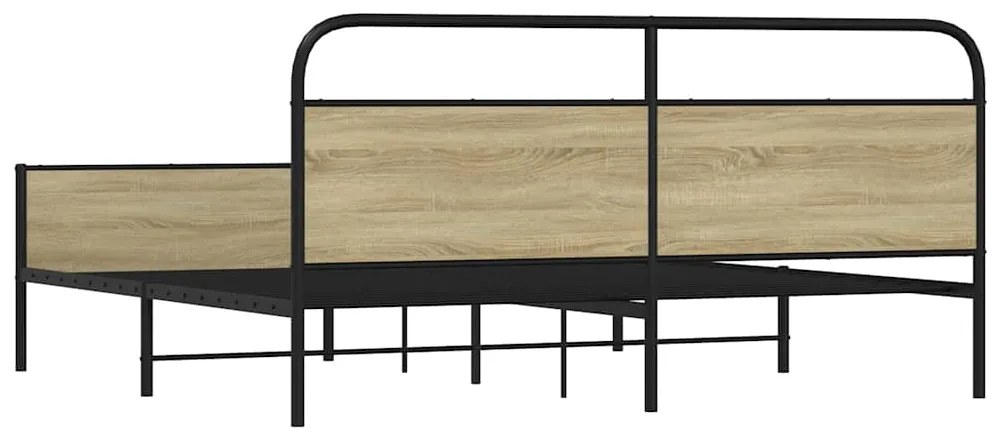 vidaXL Σκελετός Κρεβ. Χωρίς Στρώμα Sonoma Δρυς 180x200 εκ. Μεταλλικό