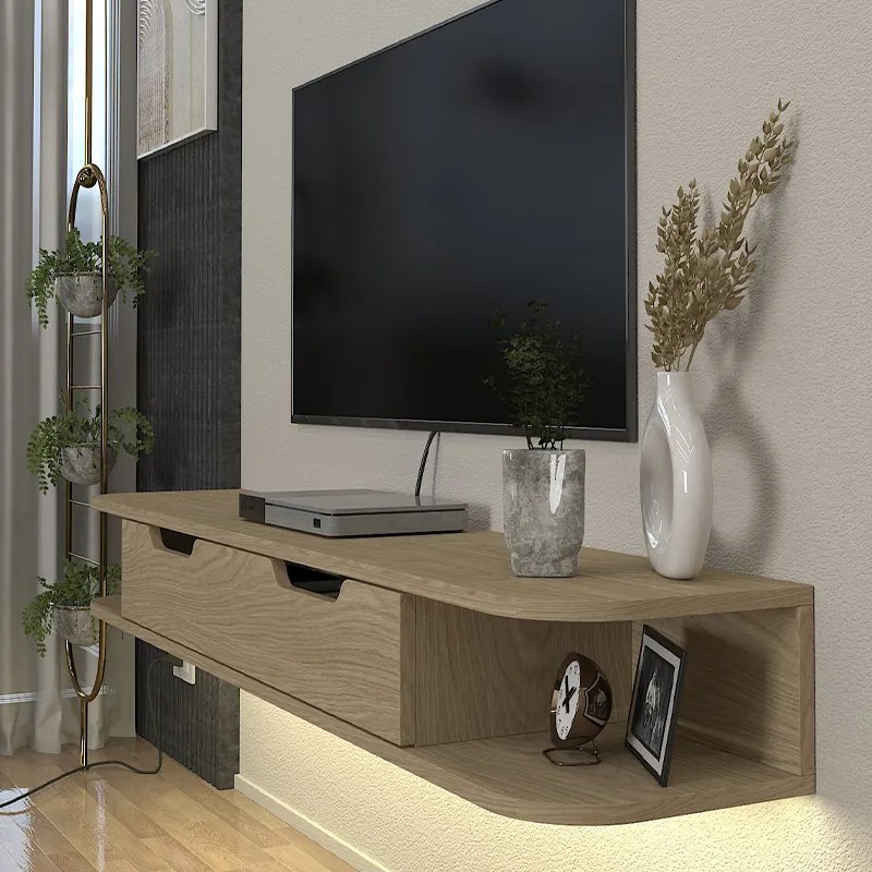 ΕΠΙΠΛΟ ΤΗΛΕΟΡΑΣΗΣ ΕΠΙΤΟΙΧΙΟ NOLAND MEGAPAP ΜΕ LED ΧΡΩΜΑ ROTA OAK 150X35X19,2ΕΚ.