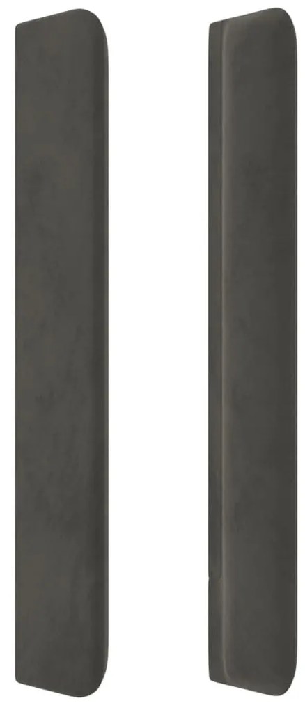 Κεφαλάρι με Πτερύγια Σκούρο Γκρι 163x16x118/128 εκ. Βελούδινο - Γκρι