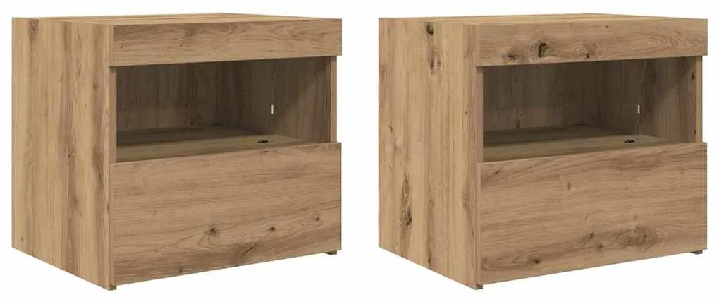 vidaXL Κομοδίνο 2 pcs artisan δρυς 50 x 40 x 45 cm Επεξεργασμένο ξύλο