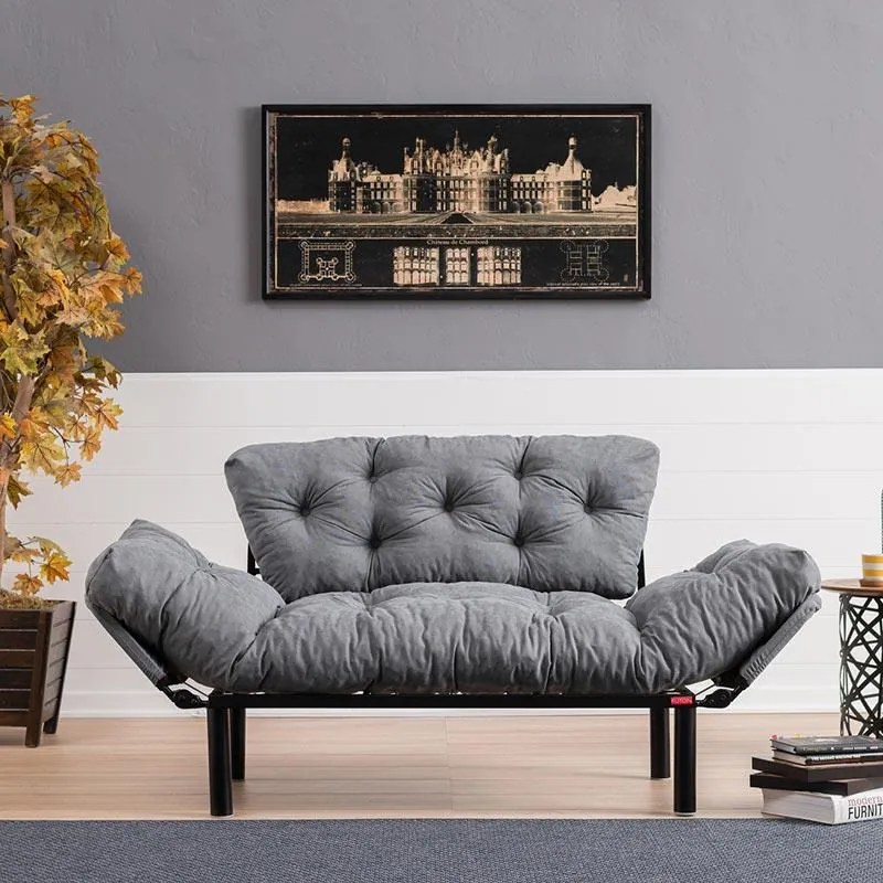 Καναπές - Kρεβάτι C-0018 2θέσιος Ύφασμα Γκρί 155x73x85 εκ. 155x73x85 εκ.