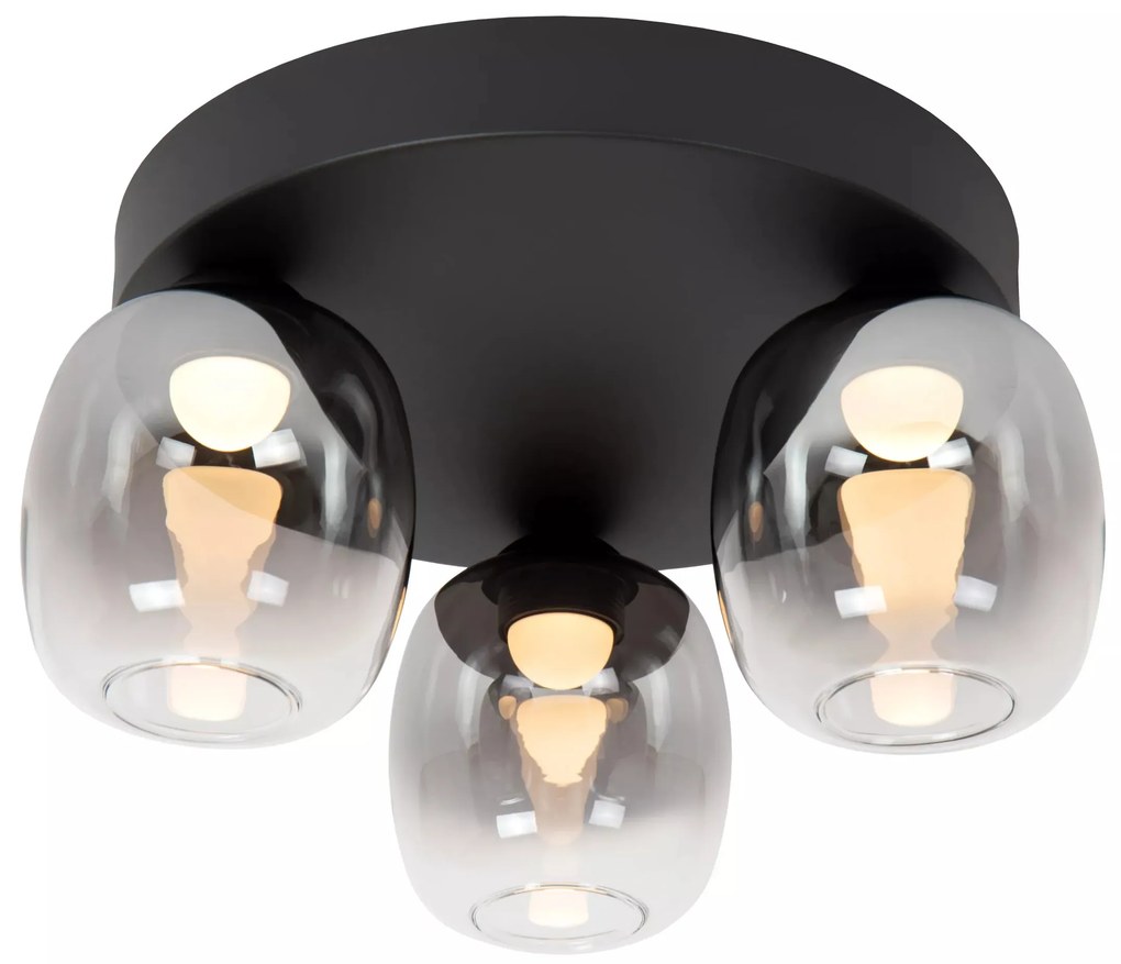 Φωτιστικό Οροφής Lucide 74119-15-30 TAMINO Μαύρο Ματ (Black Mat)|Φυμέ (Smoke) 3000 K