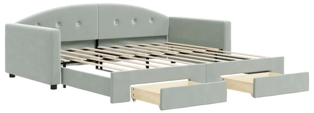vidaXL Καναπές Κρεβάτι Συρόμενος Αν. Γκρι 90x190 εκ Βελούδο &amp; Συρτάρια