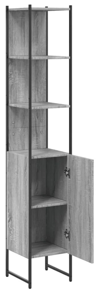 Ντουλάπι Μπάνιου Γκρι Sonoma 33x33x185,5 εκ. Επεξεργασμένο Ξύλο - Γκρι