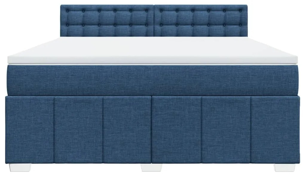 vidaXL Κρεβάτι Boxspring με Στρώμα Μπλε 180x200 εκ. Υφασμάτινο