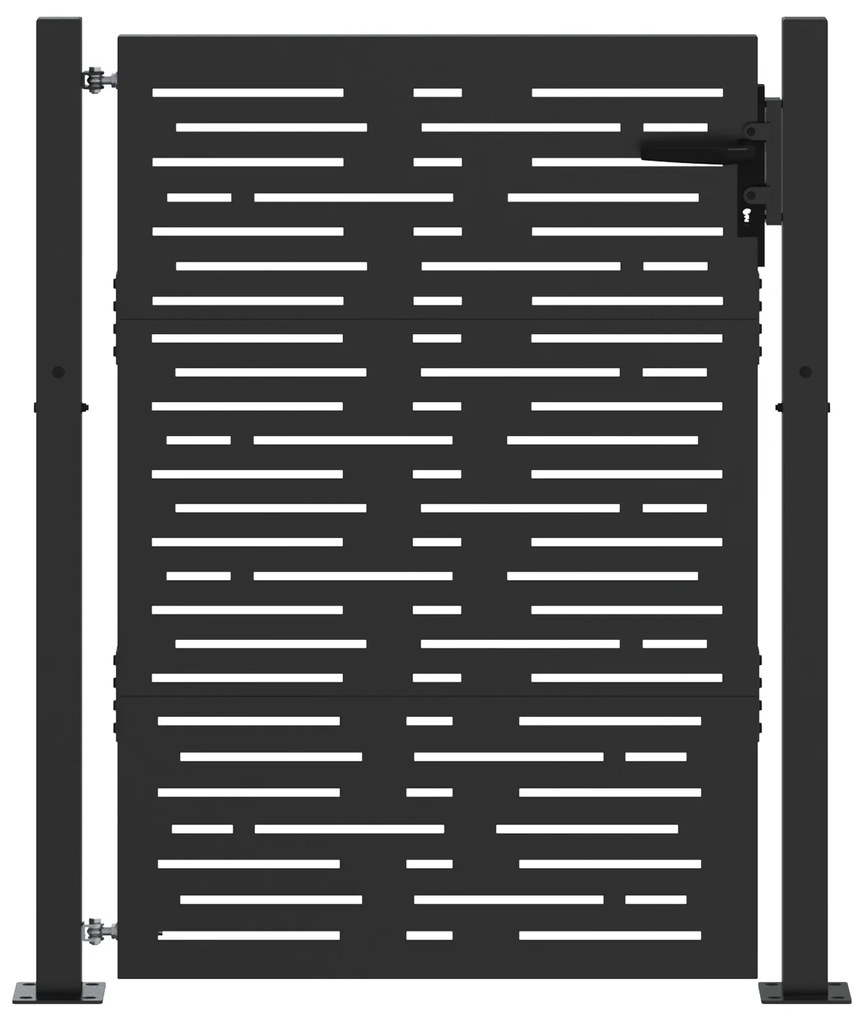 vidaXL Πύλη Κήπου Μαύρο 105 x 125 cm Ατσάλι με Επικάλυψη Πούδρας