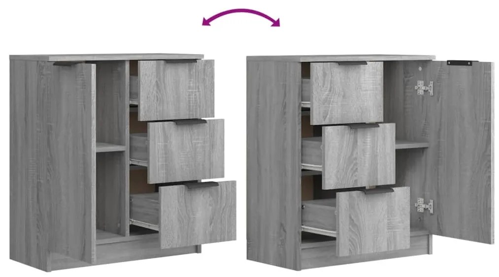vidaXL Ντουλάπι 2 τεμ. Γκρι Sonoma 60x30x70 εκ. από Επεξεργασμένο Ξύλο