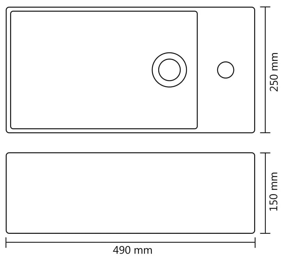 Νιπτήρας με Οπή Υπερχείλισης Χρυσός 49x25x15 εκ. Κεραμικός - Χρυσό