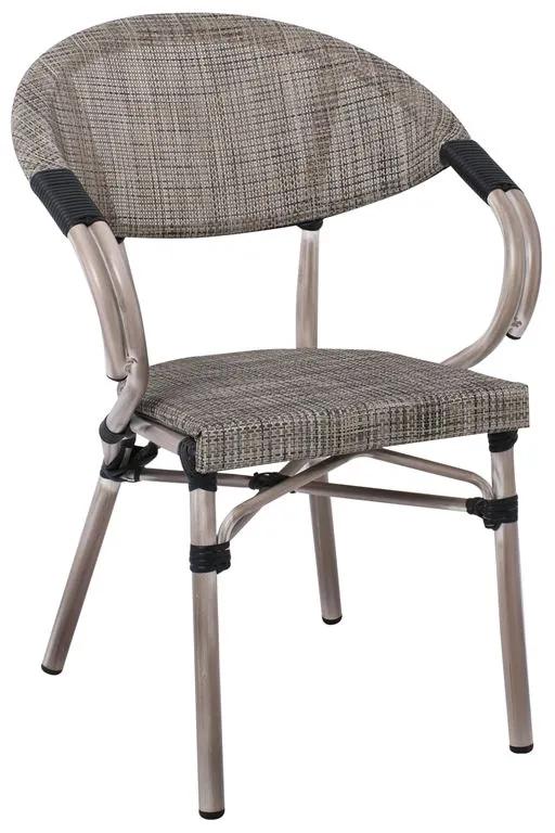 COSTA Πολυθρόνα Dining Αλουμινίου, Απόχρωση Antique Grey - Textilene Μπεζ -  58x57x83cm
