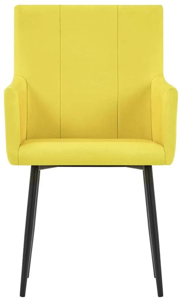 Καρέκλες Τραπεζαρίας με Μπράτσα 2 τεμ. Κίτρινες Υφασμάτινες - Κίτρινο