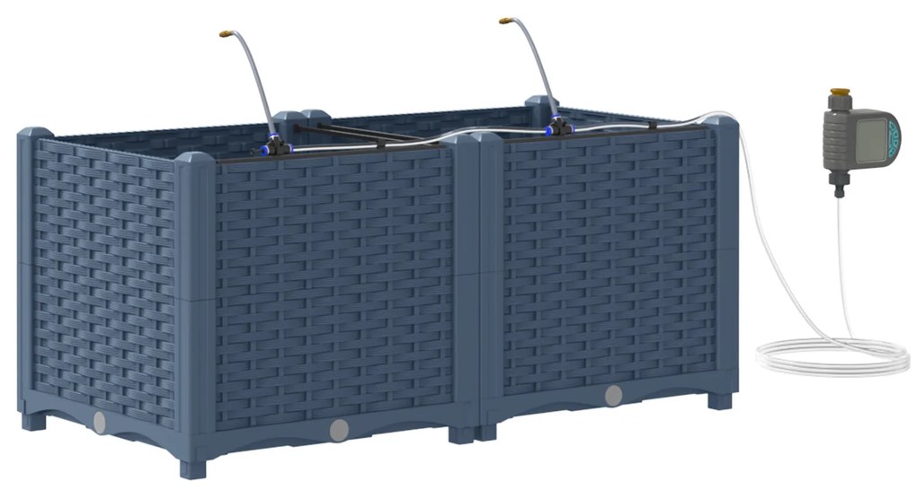 vidaXL Ζαρντινιέρες κήπου Γκρι 80 x 40 x 37.5 cm Ατσάλι