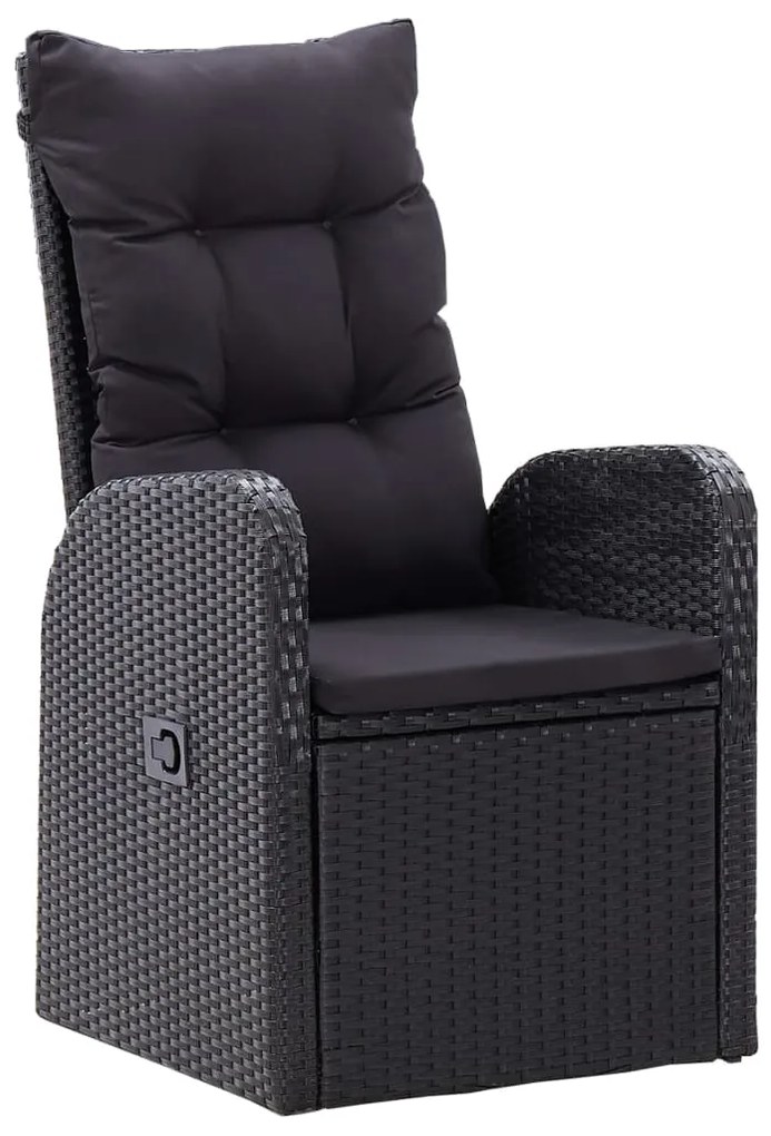 vidaXL Σετ Τραπεζαρίας Κήπου 9 τεμ Μαύρο με Μαξιλάρια