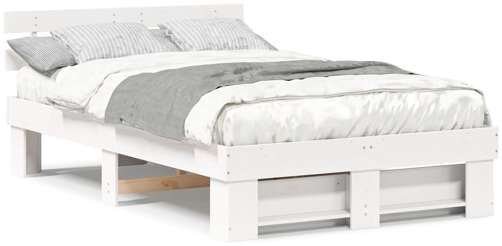 vidaXL Σκελετός Κρεβατιού Λευκό 140 x 190 cm Μασίφ ξύλο πεύκου