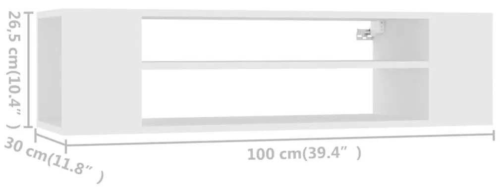 Έπιπλο Τηλεόρασης Κρεμαστό Λευκό 100x30x26,5 εκ από Επεξ. Ξύλο - Λευκό