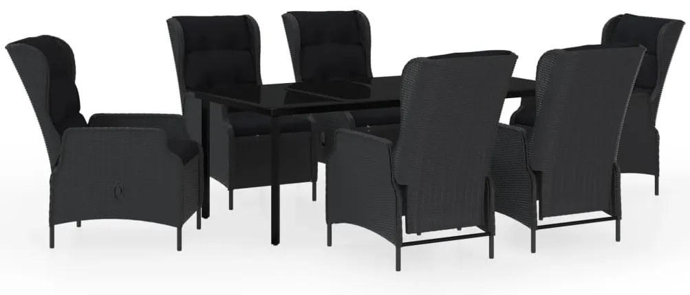 vidaXL Σετ Τραπεζαρίας Κήπου 7 Τεμαχίων Σκούρο Γκρι