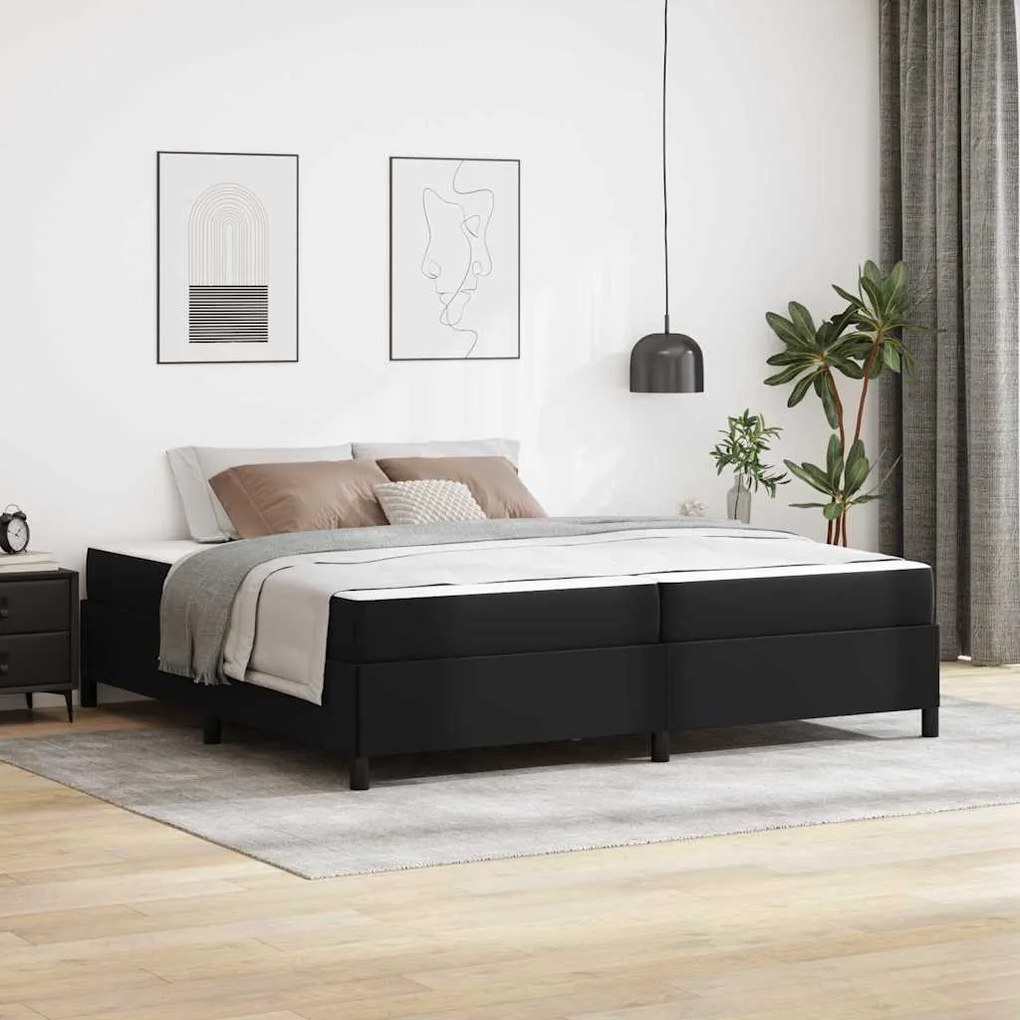 vidaXL Σκελετός κρεβατιού με στρώμα Μαύρο 200 x 200 cm Τεχνητό δέρμα