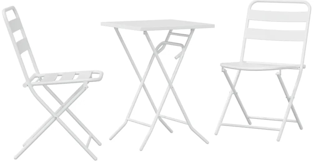 vidaXL Σετ Μπιστρό Κήπου 3 pcs Λευκό Ατσάλι