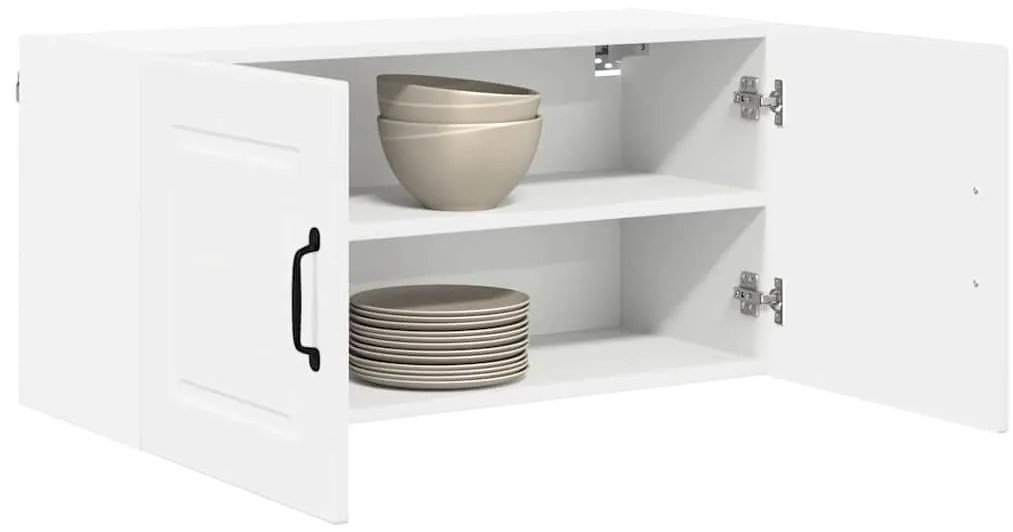 vidaXL Κρεμαστό ντουλάπι κουζίνας με ράφι Υψηλής γυαλάδας λευκό