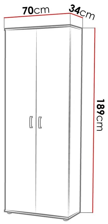 Βιβλιοθήκη Bristol 135, Με πόρτες, Κλειστό, Πλαστικοποιημένη μοριοσανίδα, Ο αριθμός των θυρών: 2, 189x70x34cm, Sonoma οξιά | Epipla1.gr