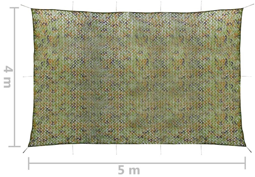 vidaXL Δίχτυ Σκίασης Παραλλαγής Πράσινο 4 x 5 μ. με Σάκο Αποθήκευσης