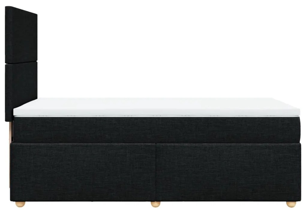 vidaXL Κρεβάτι Boxspring με Στρώμα Μαύρο 90x200 εκ. Υφασμάτινο