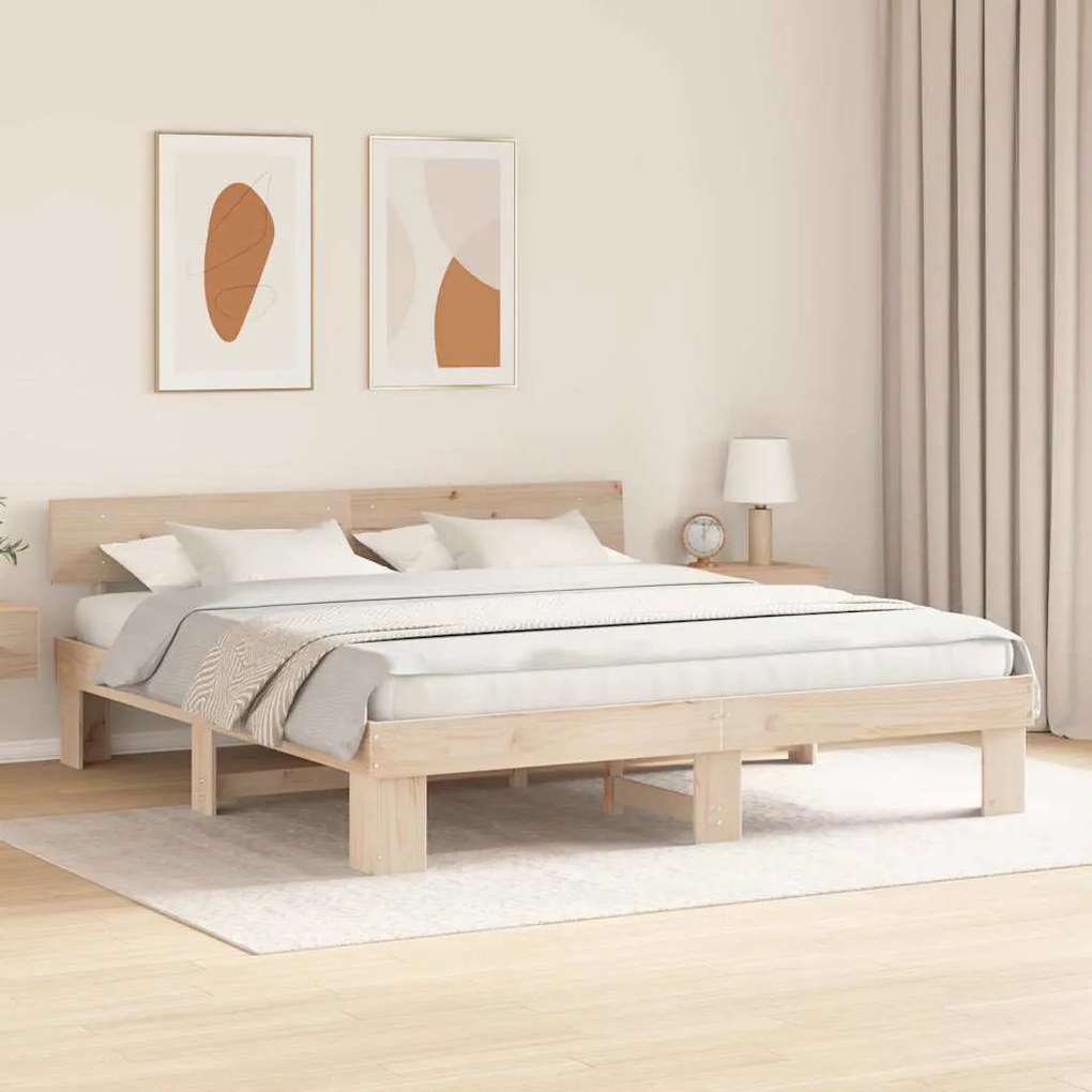 vidaXL Σκελετός Κρεβατιού Καφέ 180 x 200 cm Μασίφ ξύλο πεύκου