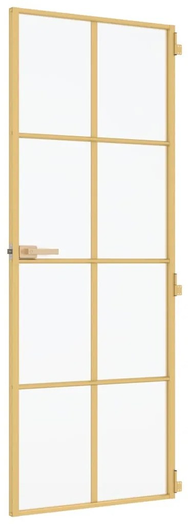 vidaXL Εσωτερική Πόρτα Χρυσή 83 x 201,5 εκ. Ψημένο Γυαλί & Αλουμίνιο
