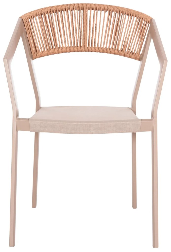 Καρέκλα - Πολυθρόνα MIRI C5891.03 Αλουμινίου Σκελετός - Textline Σαμπανιζέ και Rattan Μπέζ 56x60x81,5Υ εκ. 56x58x80.5 εκ.