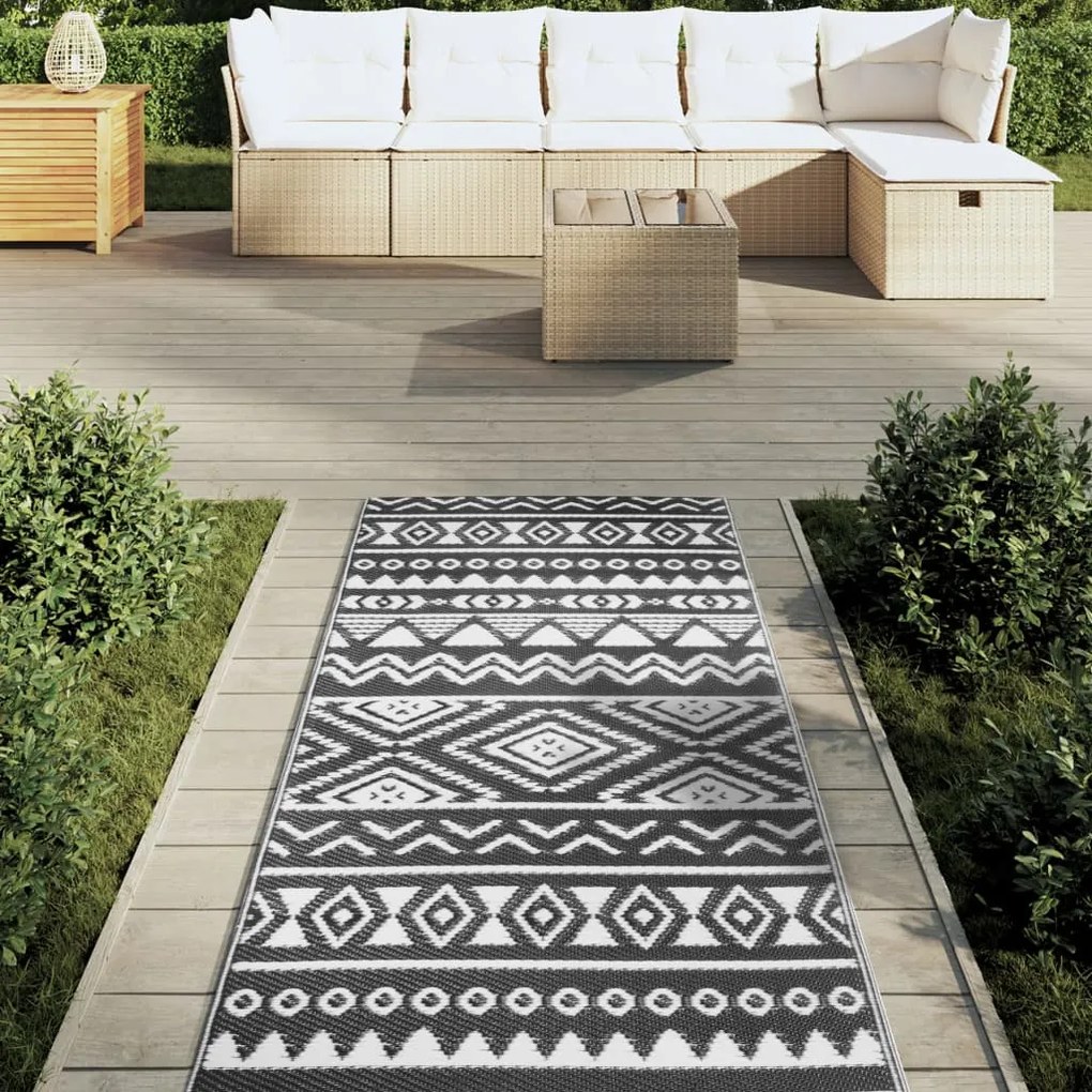 vidaXL Χαλί εξωτερικού χώρου ARAKIL Μαύρο 80x250 cm PP
