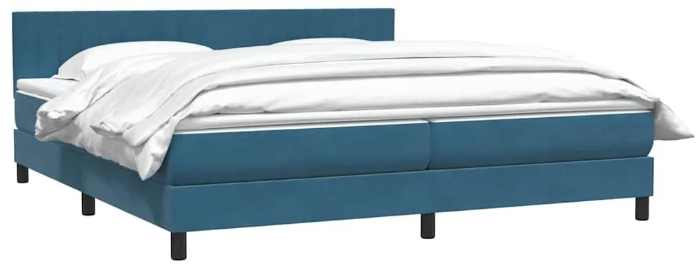 vidaXL Κρεβάτι Boxspring με Στρώμα Σκούρο Μπλε 180x210 εκ. Βελούδινο