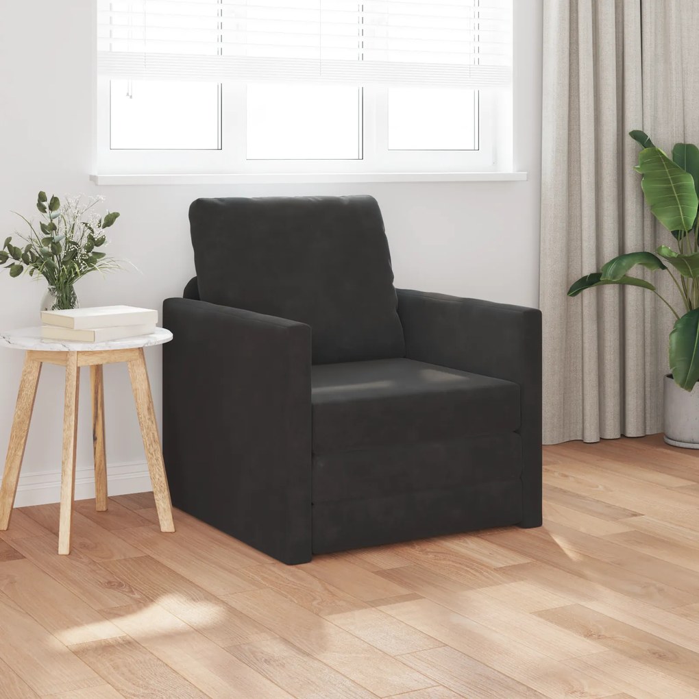 vidaXL Καναπές Κρεβάτι 2 σε 1 Μαύρος 74x77x81 cm Βελούδο