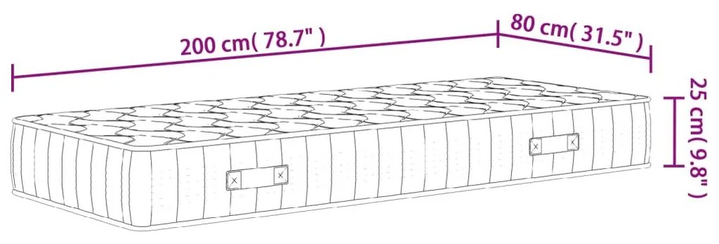 Στρώμα με Pocket Springs Μεσαία Σκληρότητα 80x200 εκ. - Λευκό