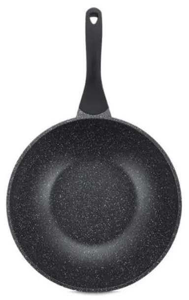 Τηγάνι Wok Royalty Line RL-BW28M, 28cm, Mαρμάρινη επίστρωση, Επαγωγή, Μαλακή λαβή, Μαύρο