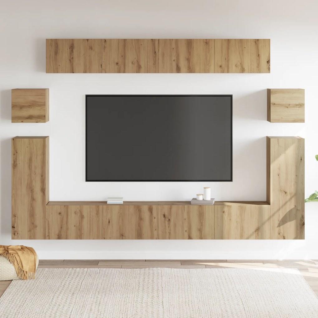 vidaXL Σετ επίπλου τηλεόρασης 8 pcs Χειροποίητη δρυς Μέγεθος: Μεσαίο