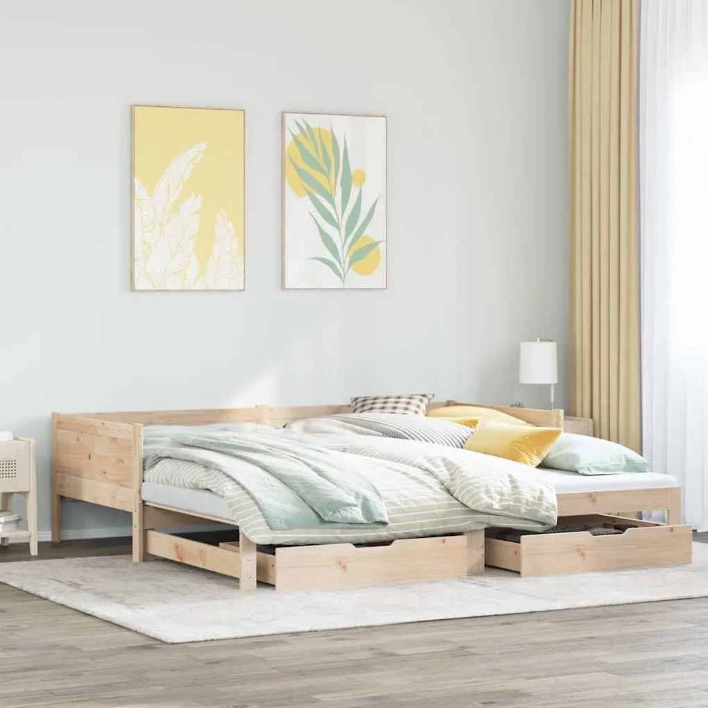 vidaXL Καναπές Κρεβάτι Συρόμενος Χωρίς Στρώμα 90x190 εκ. &amp; Συρτάρια