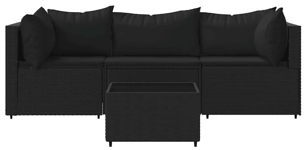 vidaXL Σαλόνι Κήπου Σετ 4 Τεμαχίων Μαύρο Συνθετικό Ρατάν με Μαξιλάρια