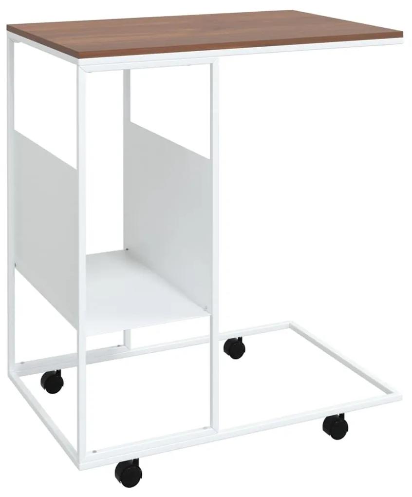 Βοηθητικό Τραπέζι με Ρόδες Λευκό 55 x 36 x 63,5 εκ. Επεξ. Ξύλο - Λευκό