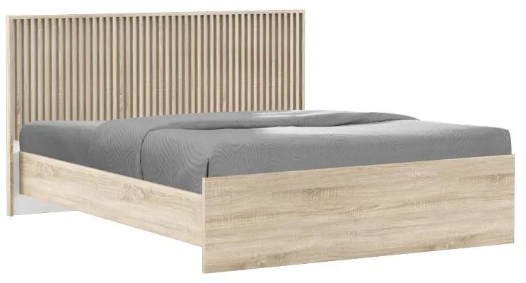 Κρεβάτι διπλό Bruse oak-λευκό μελαμίνης 160x200εκ 165x204x103.6 εκ.