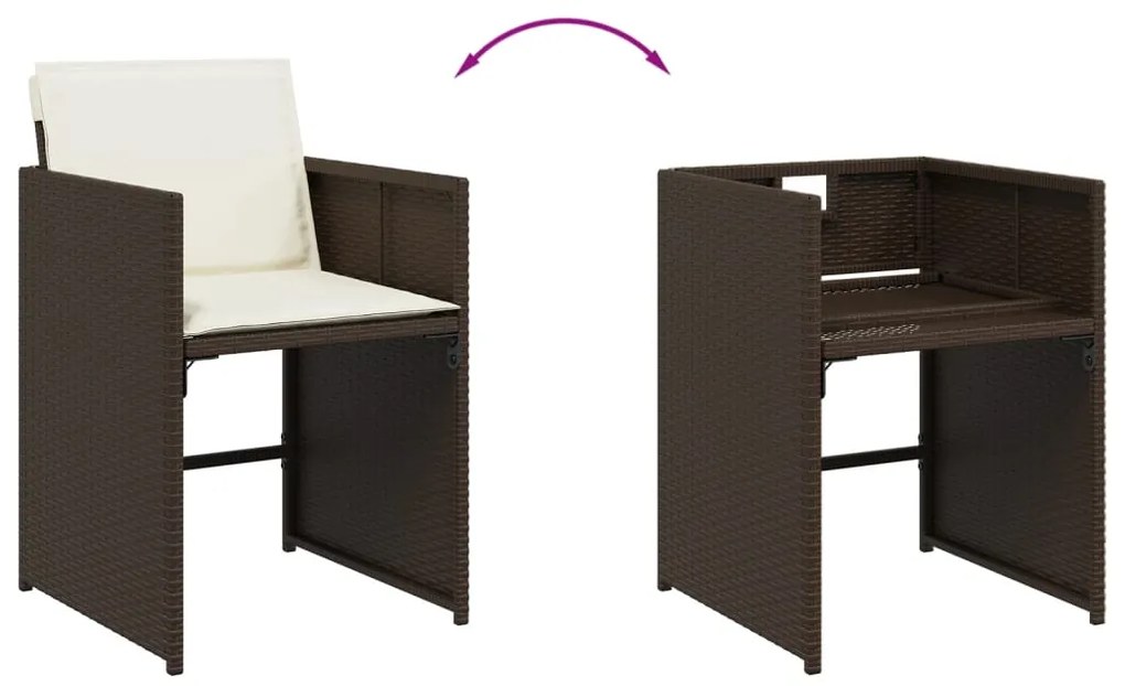 vidaXL Σετ Τραπεζαρίας Κήπου 17 τεμ Καφέ από Συνθ. Ρατάν με Μαξιλάρια