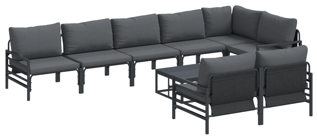 vidaXL Σετ Καναπέ Κήπου 9 pcs Ανθρακί Ατσάλι