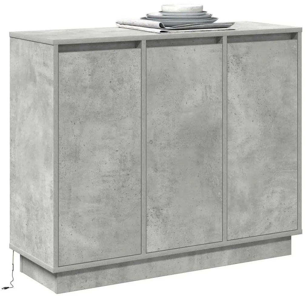 vidaXL Πλευρικό Τραπέζι LED Σκυρόδεμα Γκρι 90 x 32 x 75 εκ.